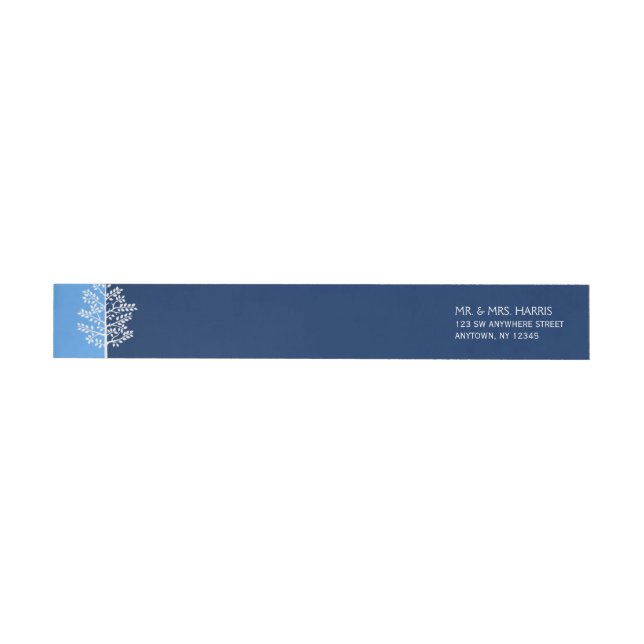 Bande Pour Adresse De Retour Bleu Marine Arbre de vie Barre Mitzvah (Individuel)