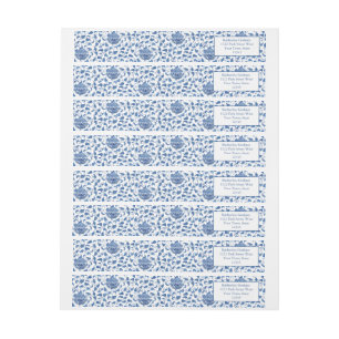 Bande Pour Adresse De Retour Blue Chinoiserie Chic Elegant Lady Adresse de reto