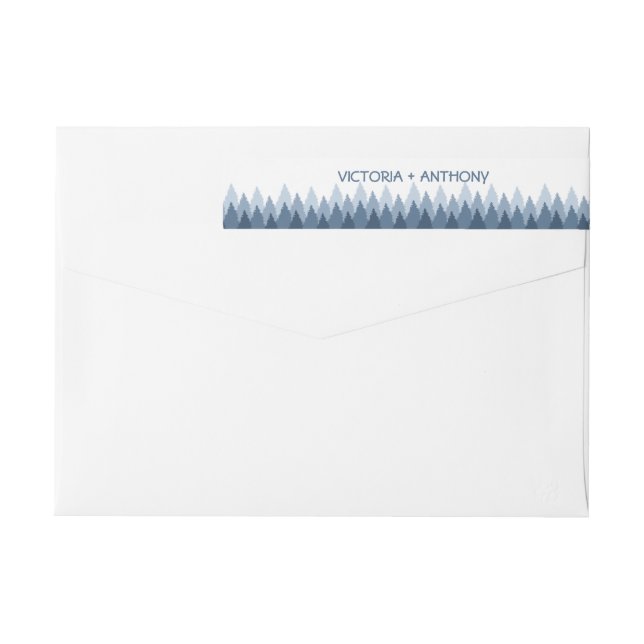 Bande Pour Adresse De Retour Blue Forest Range Mariage de bois (Dos)
