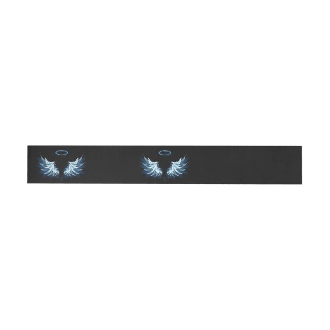 Bande Pour Adresse De Retour Blue Glowing Angel Wings on black background (Individuel)