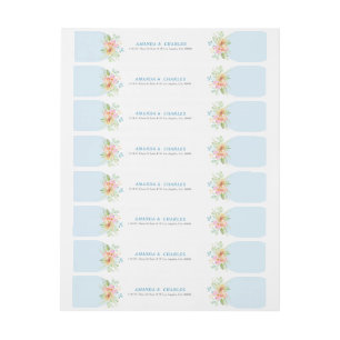 Bande Pour Adresse De Retour Bouquet de fines aquarelles rose et jaune