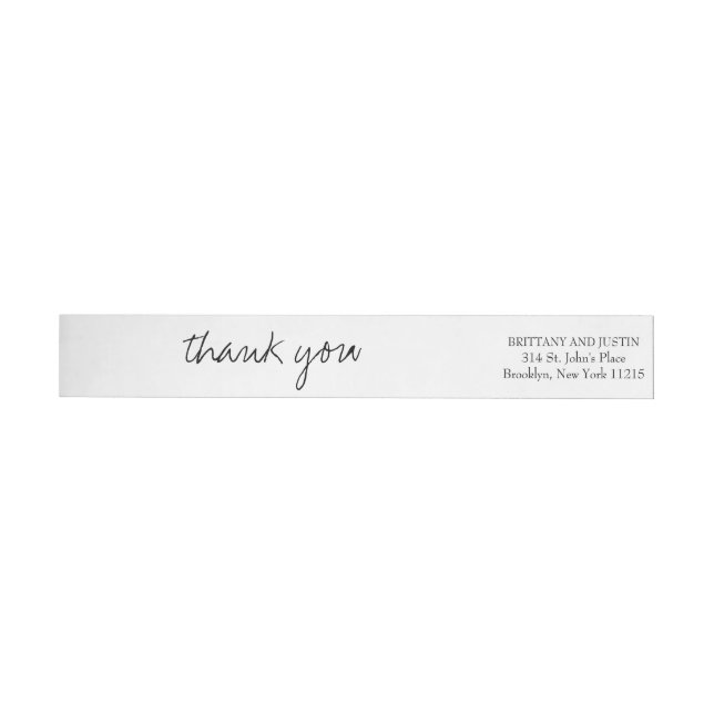 Bande Pour Adresse De Retour Brittany Modern Elegant Merci Mariage de script (Individuel)