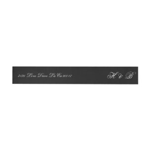 Bande Pour Adresse De Retour Calligraphie Monogramme noir et blanc Mariage offi