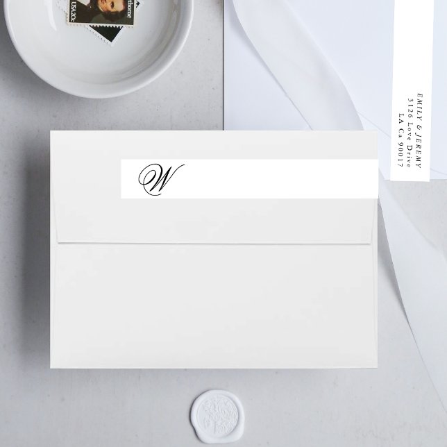Bande Pour Adresse De Retour Calligraphie Typographie Monogramme Mariage Gold D (Créateur téléchargé)
