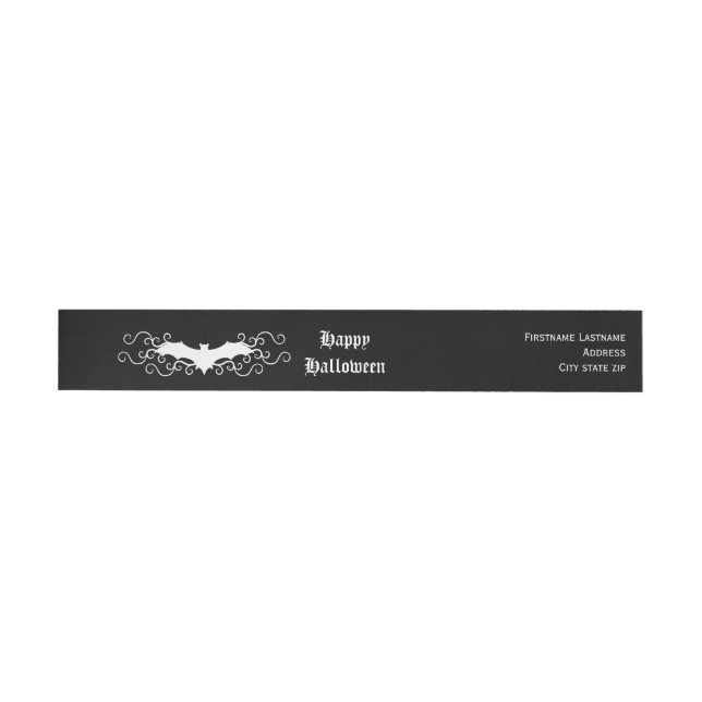 Bande Pour Adresse De Retour Chauve-souris d'Halloween gothique blanche sur noi (Individuel)