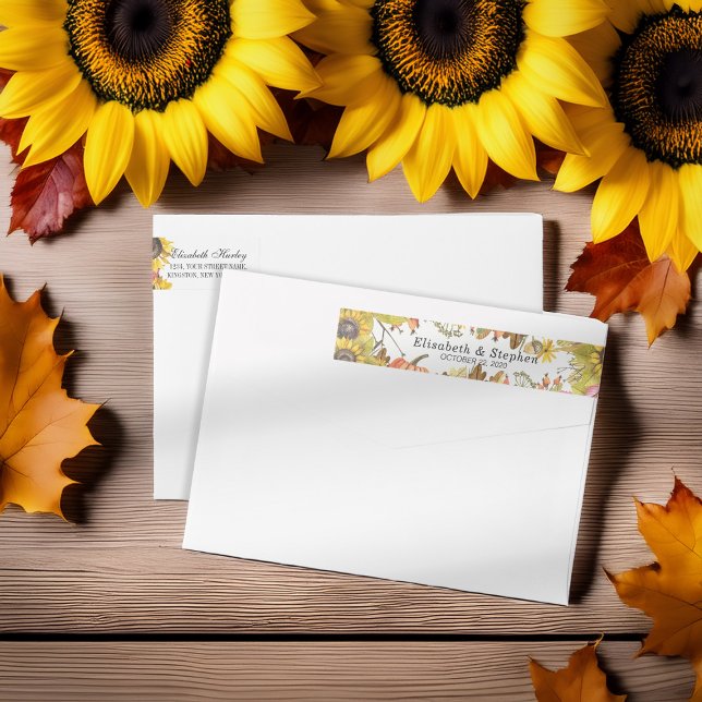 Bande Pour Adresse De Retour Citrouille de feuille d'automne Sunflower Adresse  (Créateur téléchargé)