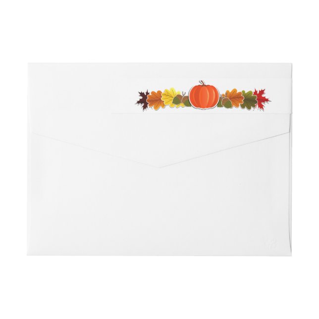 Bande Pour Adresse De Retour Citrouille, feuilles de chute et acron Thanksgivin (Dos)