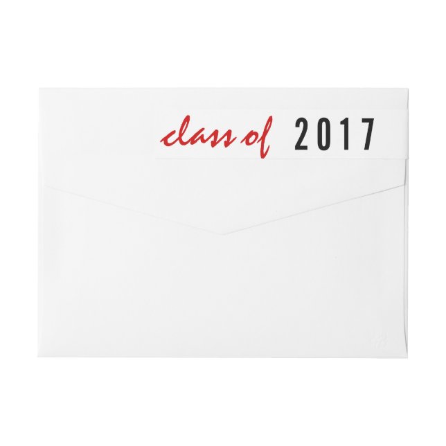 Bande Pour Adresse De Retour Classe de graduation 2017 manuscrite rouge, noir (Dos)