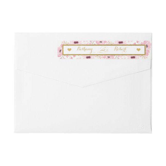 Bande Pour Adresse De Retour Collection de Mariages floraux rose-printemps (Dos)