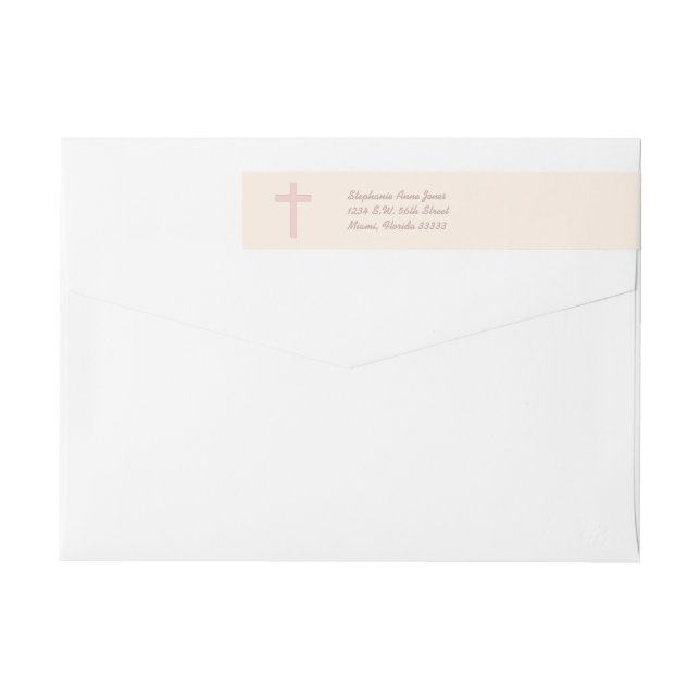 Bande Pour Adresse De Retour Croix de rose en pastel de communion (Dos)