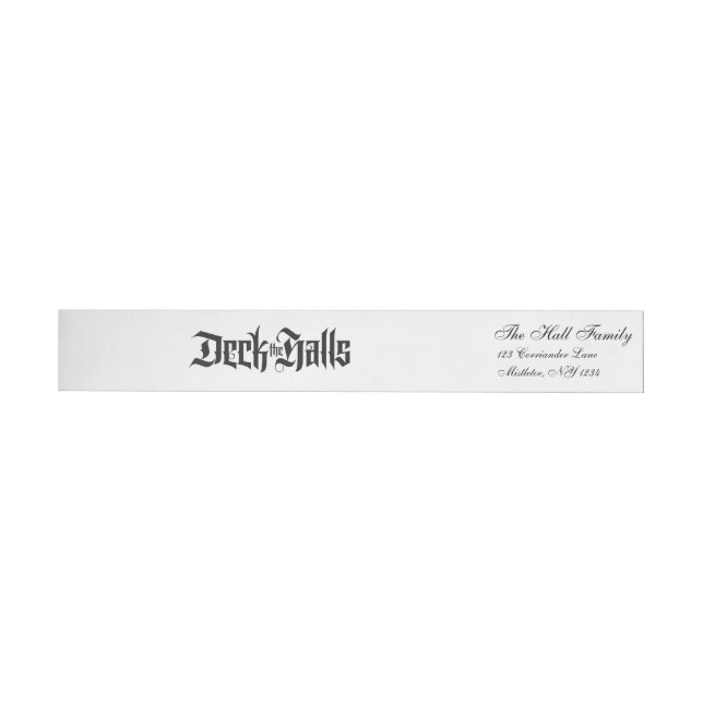 Bande Pour Adresse De Retour Deck Halls Moderne Lettering Luxuriant Noir (Individuel)