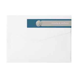 Bande Pour Adresse De Retour Dollar de sable, Mariage Ocean Blue Beach