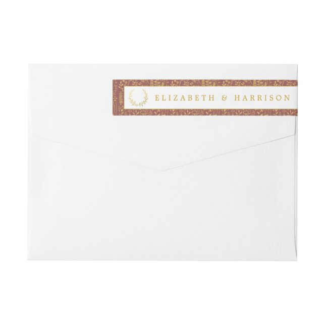 Bande Pour Adresse De Retour Élégant Mariage de couronne dorée (Dos)