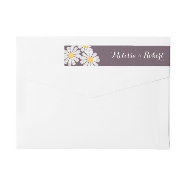 Bande Pour Adresse De Retour Élégant Mariage de marguerites blanches florales (Dos)