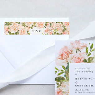 Bande Pour Adresse De Retour Élégant Rose Romance Mariage