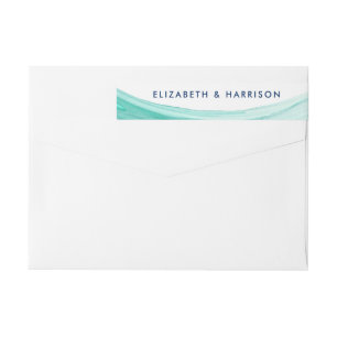 Bande Pour Adresse De Retour Elégant Turquoise Tides Beach Mariage