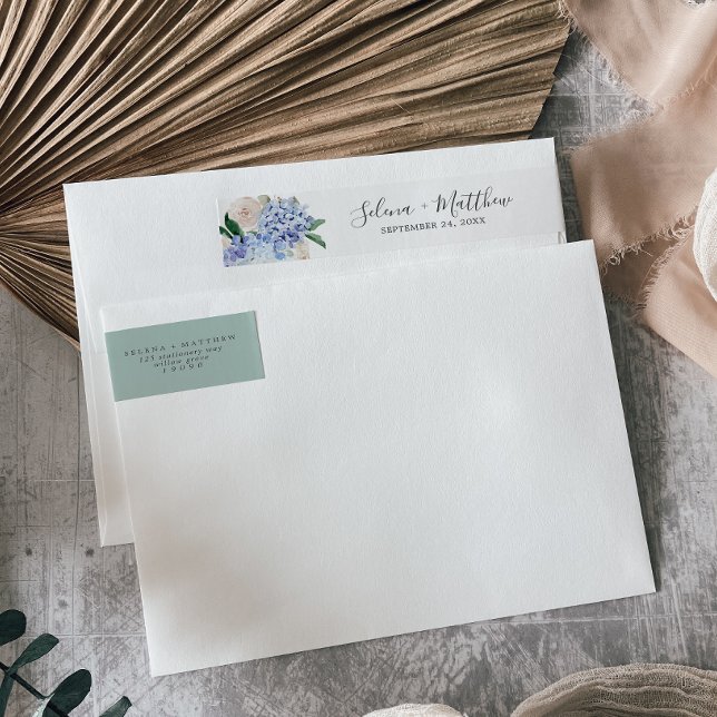 Bande Pour Adresse De Retour Elégante Hydrangea Mariage envelopper autour du Ét (Créateur téléchargé)