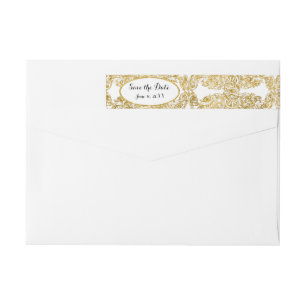 Bande Pour Adresse De Retour Enregistrer la date de retour Adresse Gold Glitter