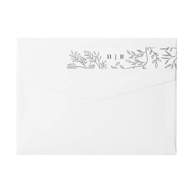 Bande Pour Adresse De Retour Enveloppe élégante Monogramme floral Adresse esqui (Dos)