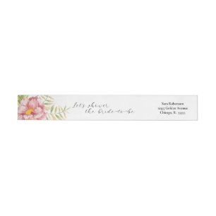 Bande Pour Adresse De Retour Fête de la mariée florale rose d'aquarelle