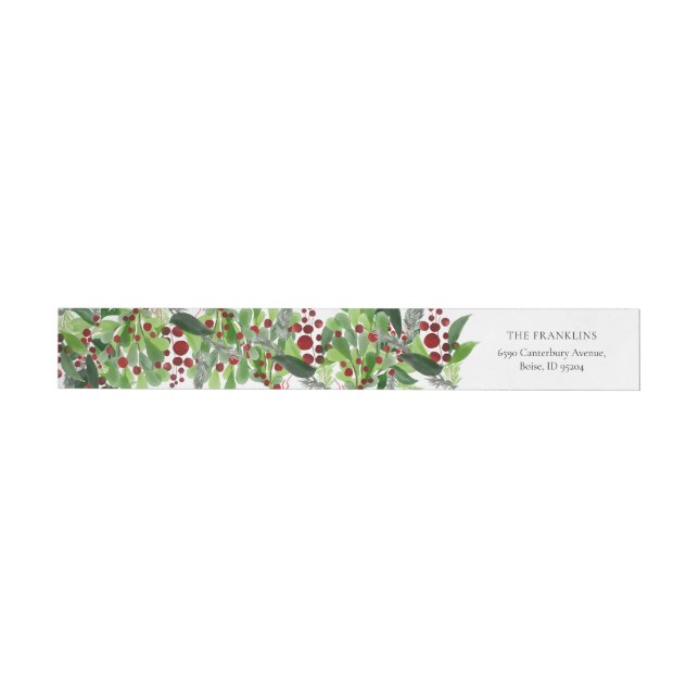 Bande Pour Adresse De Retour Fêtes de Noël aux Berries rouges  (Individuel)