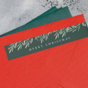 Bande Pour Adresse De Retour Feuillage Végétal Noël Moderne Adresse de Retour