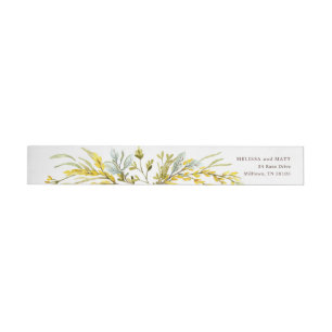Bande Pour Adresse De Retour Fleur sauvage Russe Mariage d'aquarelle