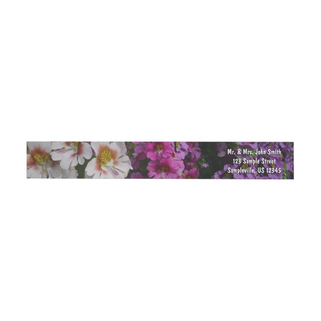 Bande Pour Adresse De Retour Fleurs papillon rose blanc et violet (Individuel)