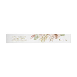 Bande Pour Adresse De Retour Fleurs tropicales bohèmes de Pampas et fleurs séch
