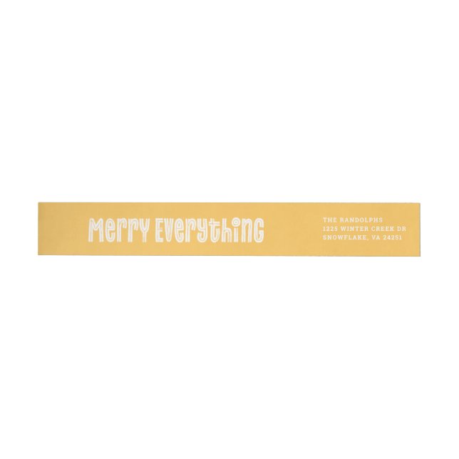 Bande Pour Adresse De Retour Gold et White Merry Tout retour Adresse (Individuel)