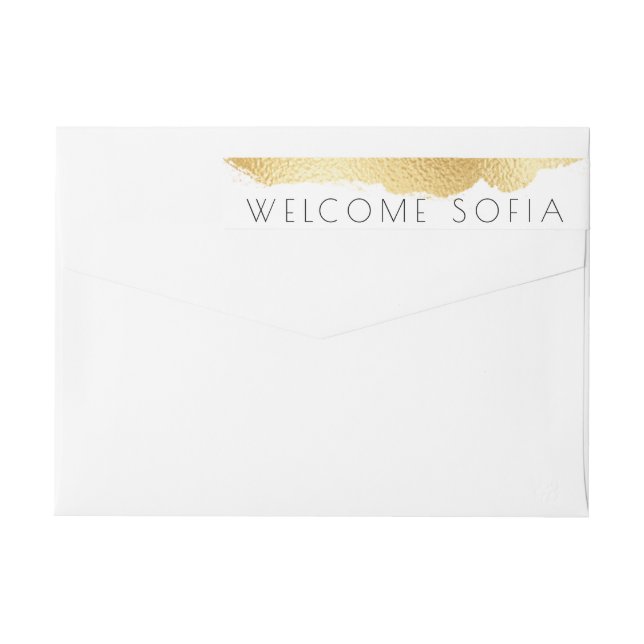 Bande Pour Adresse De Retour Gold Flake Welcome Faire-part de naissance (Dos)