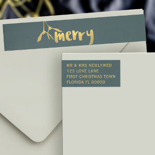 Bande Pour Adresse De Retour Gold Merry Mistletoe Noël Adresse de vacances