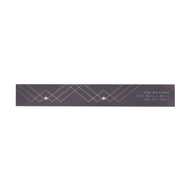 Bande Pour Adresse De Retour Gold Purple Elegance Diamant Geo Déco Mariage (Individuel)