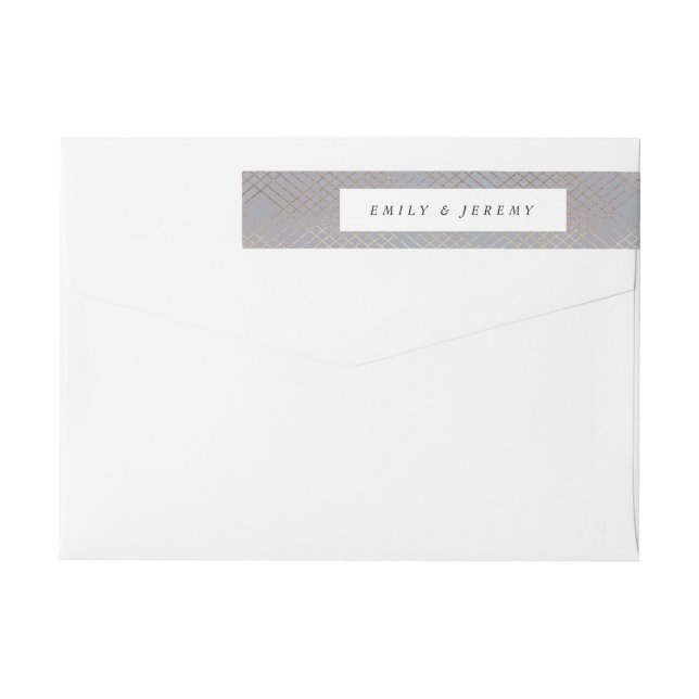 Bande Pour Adresse De Retour Graisse géométrique Gris Gold Gatsby Mariage (Dos)