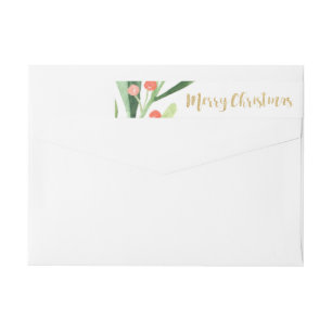 Bande Pour Adresse De Retour Holly Wreath Joyeux Noël