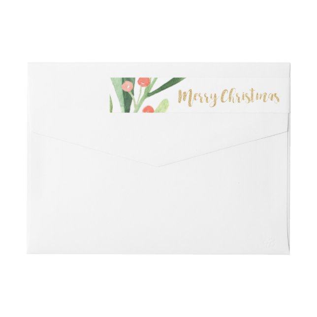 Bande Pour Adresse De Retour Holly Wreath Joyeux Noël (Dos)