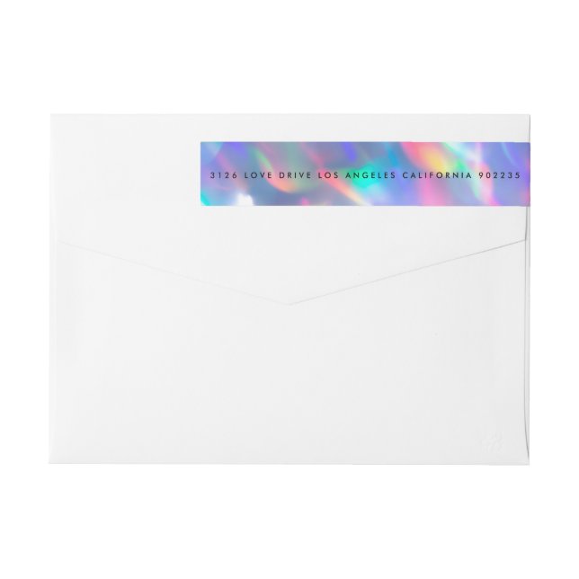 Bande Pour Adresse De Retour Iridescente Ultra Moderne Mariage Monogramme (Dos)