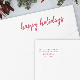 Bande Pour Adresse De Retour Joyeuses fêtes   Adresse de retour rouge minimale 