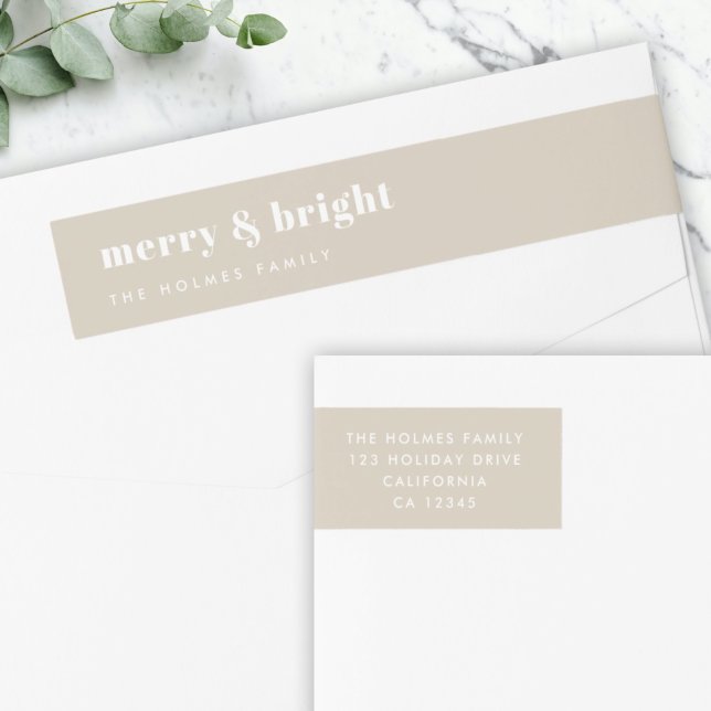 Bande Pour Adresse De Retour Joyeux et lumineux | Stylish Retro Christmas Stone (Créateur téléchargé)
