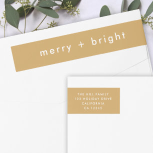 Bande Pour Adresse De Retour Joyeux + lumineux   Ocher Gold Christmas Adresse