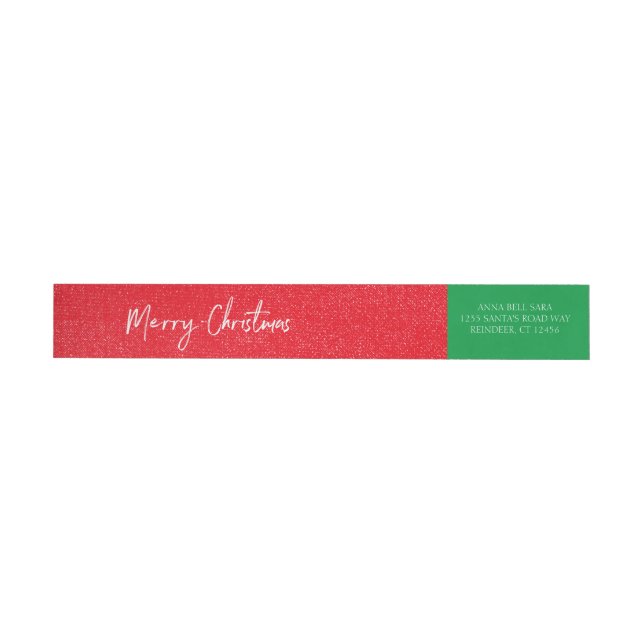 Bande Pour Adresse De Retour Joyeux Noël Rouge & Vert Neige Adresse personnalis (Individuel)
