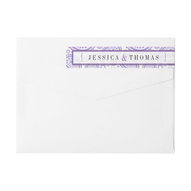 Bande Pour Adresse De Retour La collection Mariage moderne Paisley - Purple (Dos)
