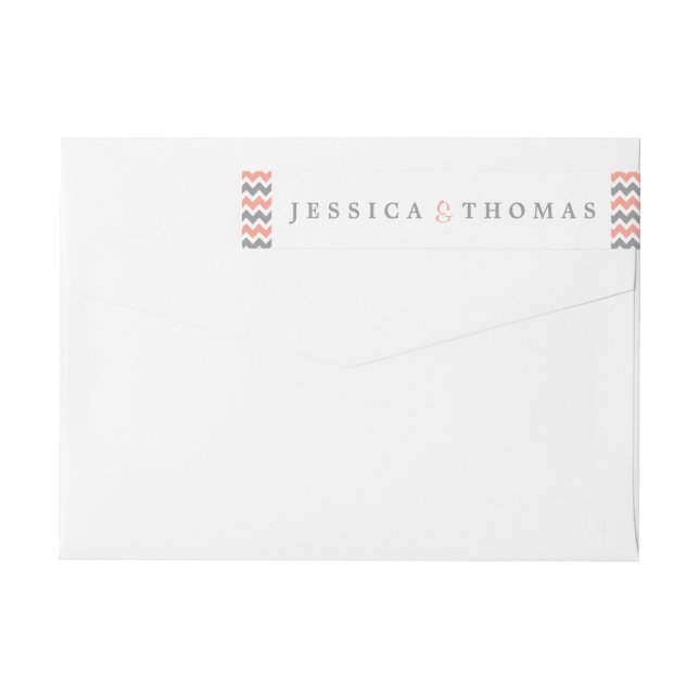 Bande Pour Adresse De Retour La collection moderne de Mariages Chevron - rose e (Dos)