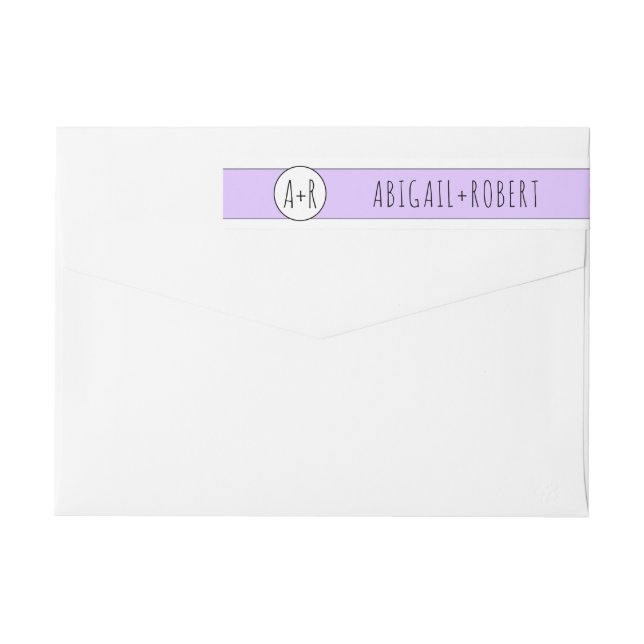 Bande Pour Adresse De Retour Lavande violet bande et mariage des initiales (Dos)