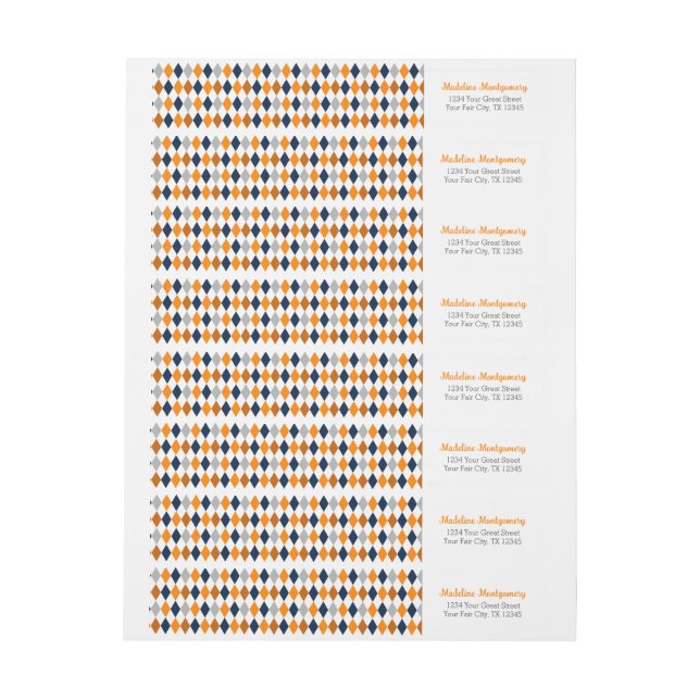 Bande Pour Adresse De Retour Les mineurs de Jacquard orange enveloppent le Étiq (Feuille)