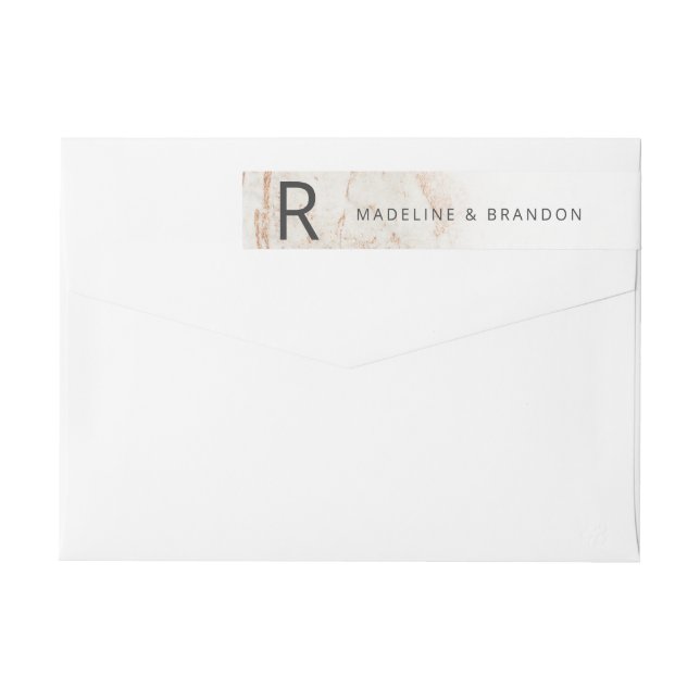 Bande Pour Adresse De Retour Marbres modernes Beige Automne Monogramme Retour (Dos)