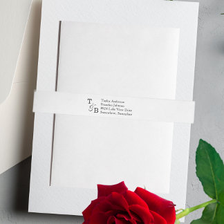 Bande Pour Adresse De Retour Mariage blanc monogramme minimaliste personnalisé