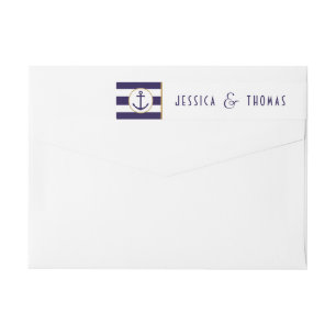 Bande Pour Adresse De Retour Mariage d'Ancre de la marine nautique et de la ban