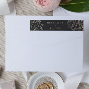 Bande Pour Adresse De Retour Mariage de couronnes personnalisées Elegant Black 