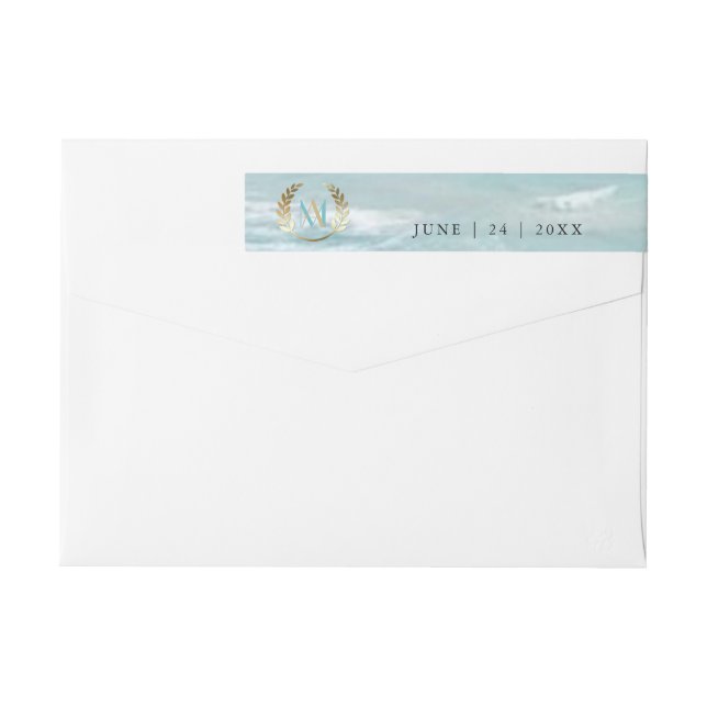 Bande Pour Adresse De Retour Mariage de plage géométrique Monogramme moderne (Dos)